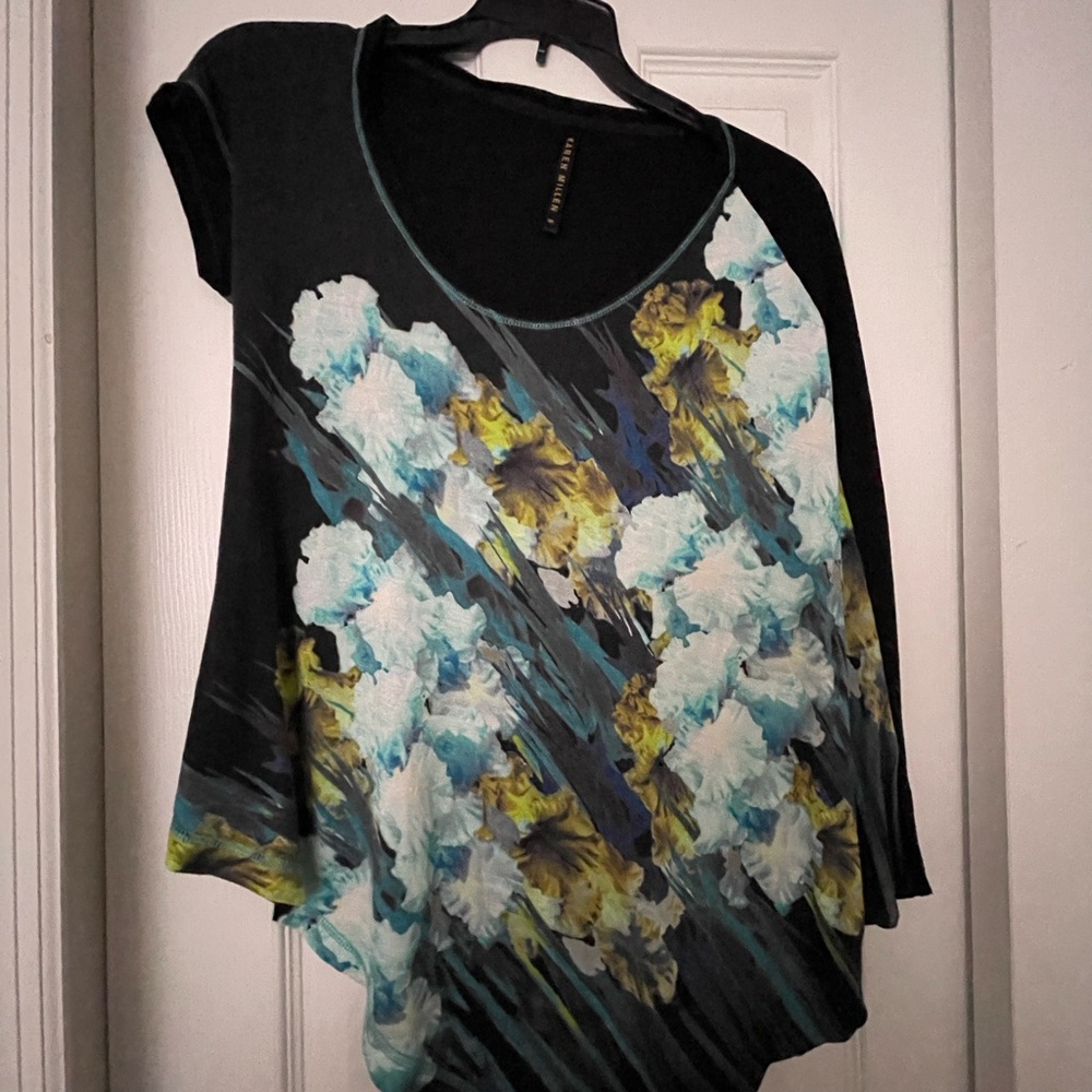 Karen Millen Black Top with Floral Design